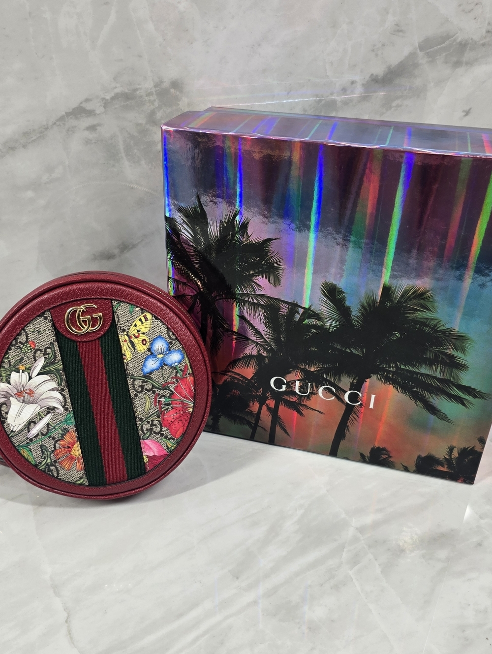 Gucci Red Floral Round Crossbody Backpack - Picture 6 of 15